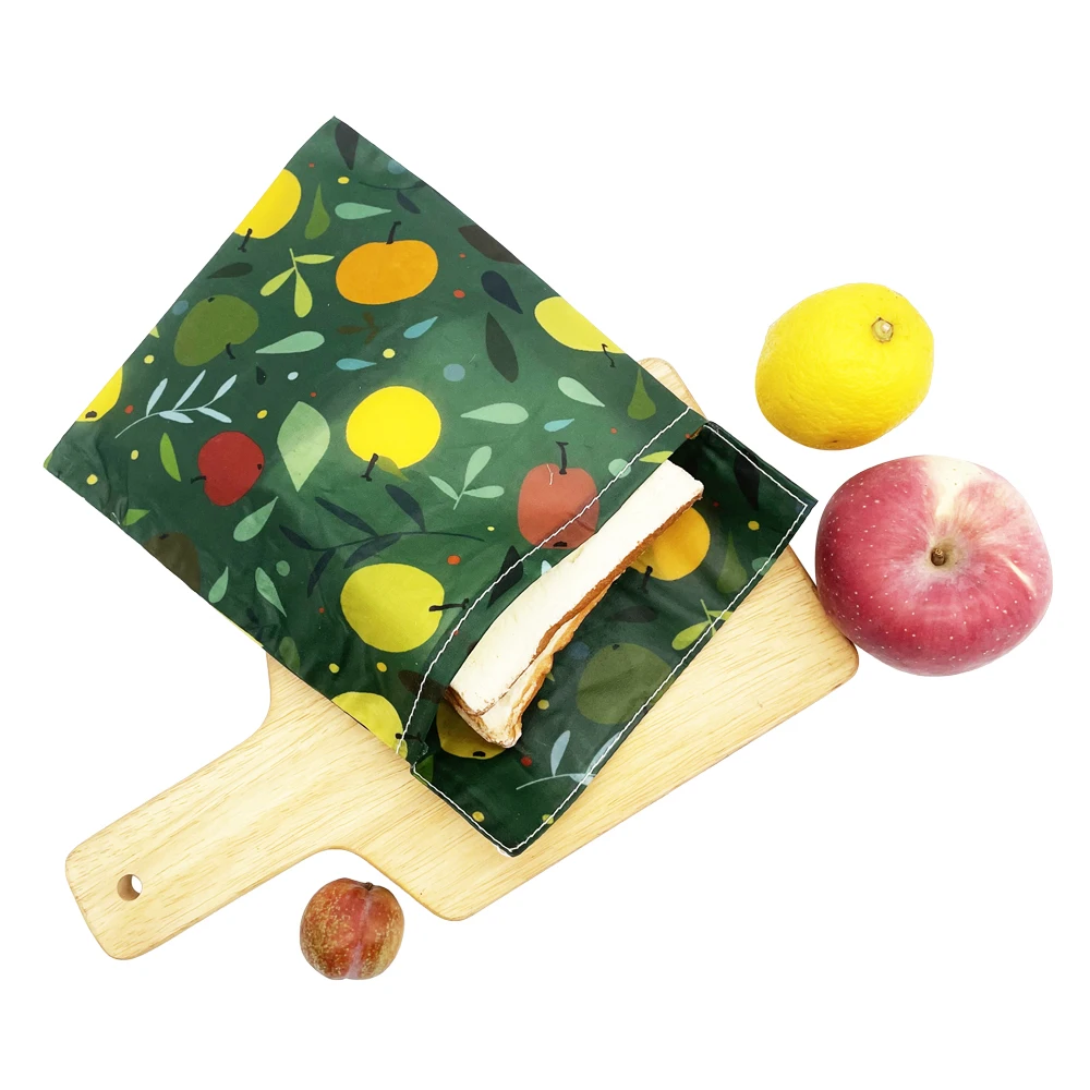 Reusable Kitchen Food Fresh-keeping Storage Beeswax Food Wrap Bag Eco Friendly Reusable Portable Plastic-Free Food Storage Bag