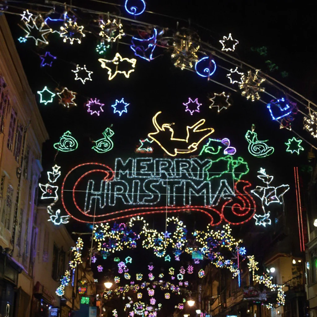 Large MERRY CHRISTMAS LED Rope Lights Outdoor Waterproof Christmas Holiday Garden Street Mall Decoration Christmas Lights