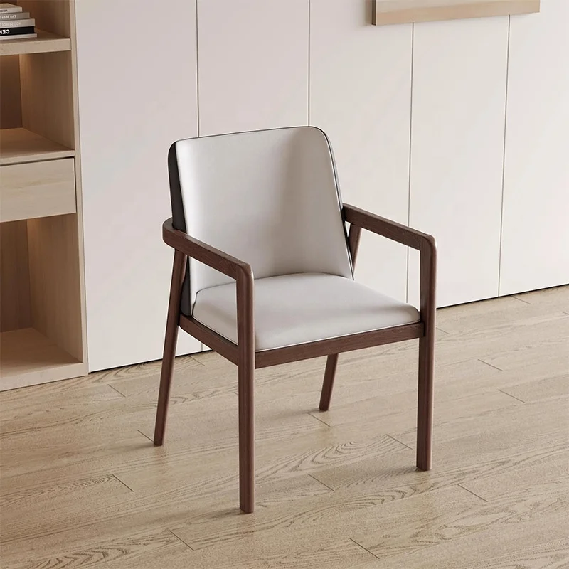 Nordic simple art solid wood chair dining chair armrest home mahjong new Chinese tea back office chair