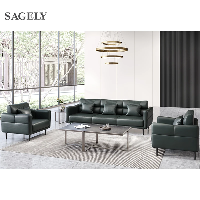 SAGELY Modern 1 2 3 Seat Office Furniture Design Leather Office Visitor Sofa Set