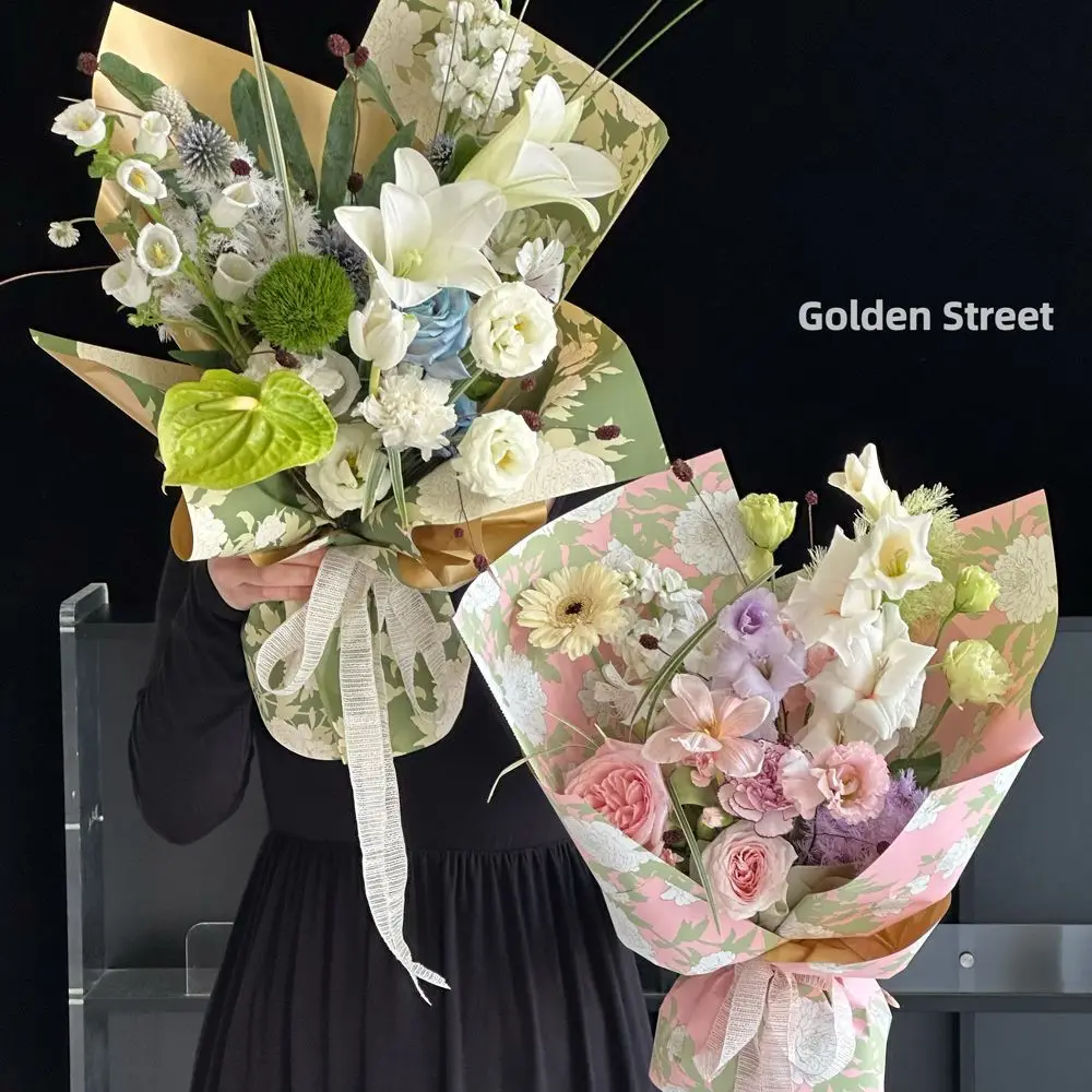 2024 New Arrival Directly Factory Wholesale Waterproof Flower Wrapping Paper with Floral Pattern for Fresh Flowers Bouquet
