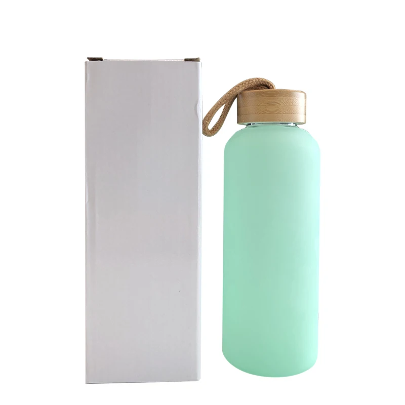 Amazon top seller Frosted 20oz  beer coffee multi color sublimation glass water bottle with portable bamboo lid top
