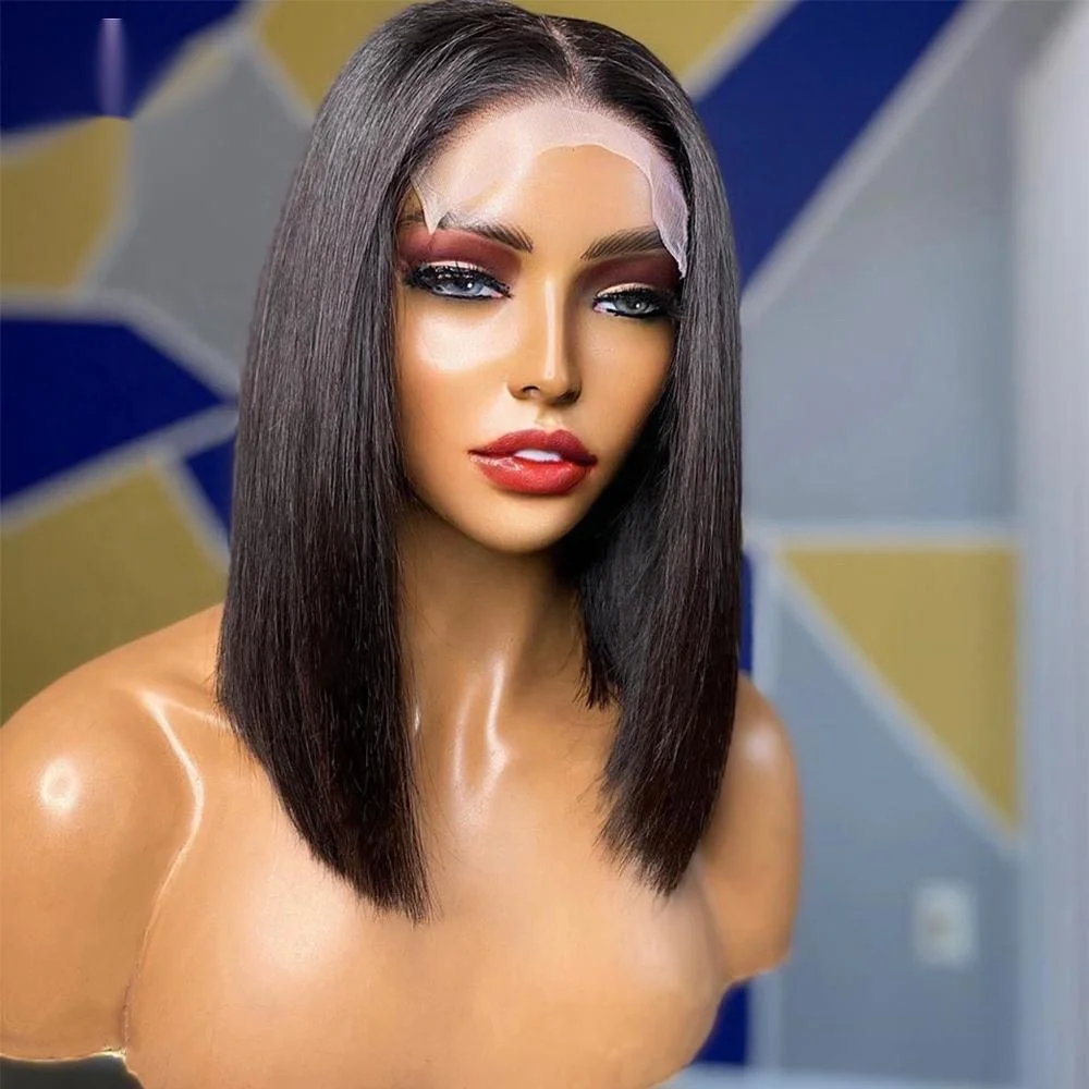 Mink Brazilian 100% Remy Align Virgin Cheap Human Hair HD Straight Closure Lace Front Wholesale Bob Wig Vendor With Baby Hair