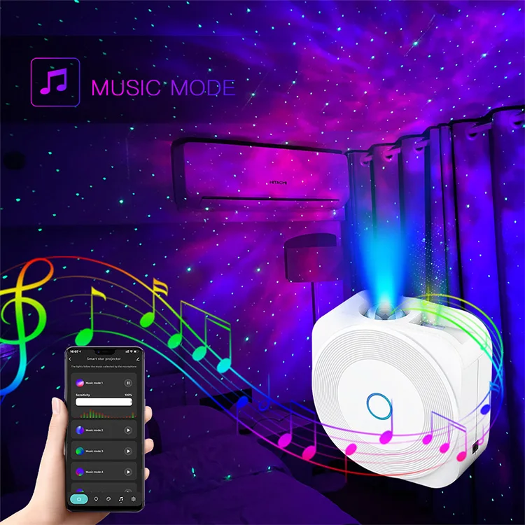 Sound Sensor Music Control Star Moon Colorful Ocean Nebula LED Laser Smart Star Projector