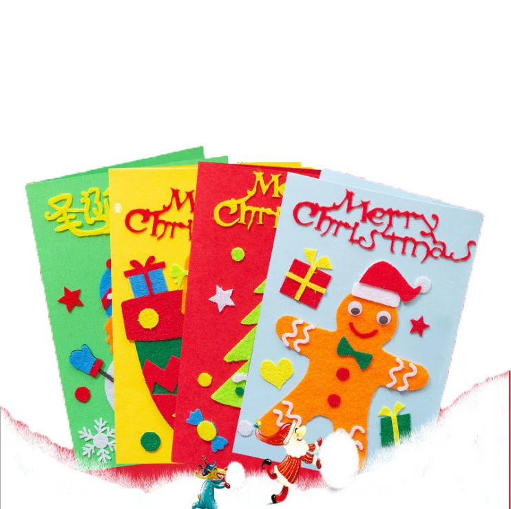 DIY durable Christmas Gifts Greeting card Creative Non-woven Handmade craft card christmas folding greeting cards