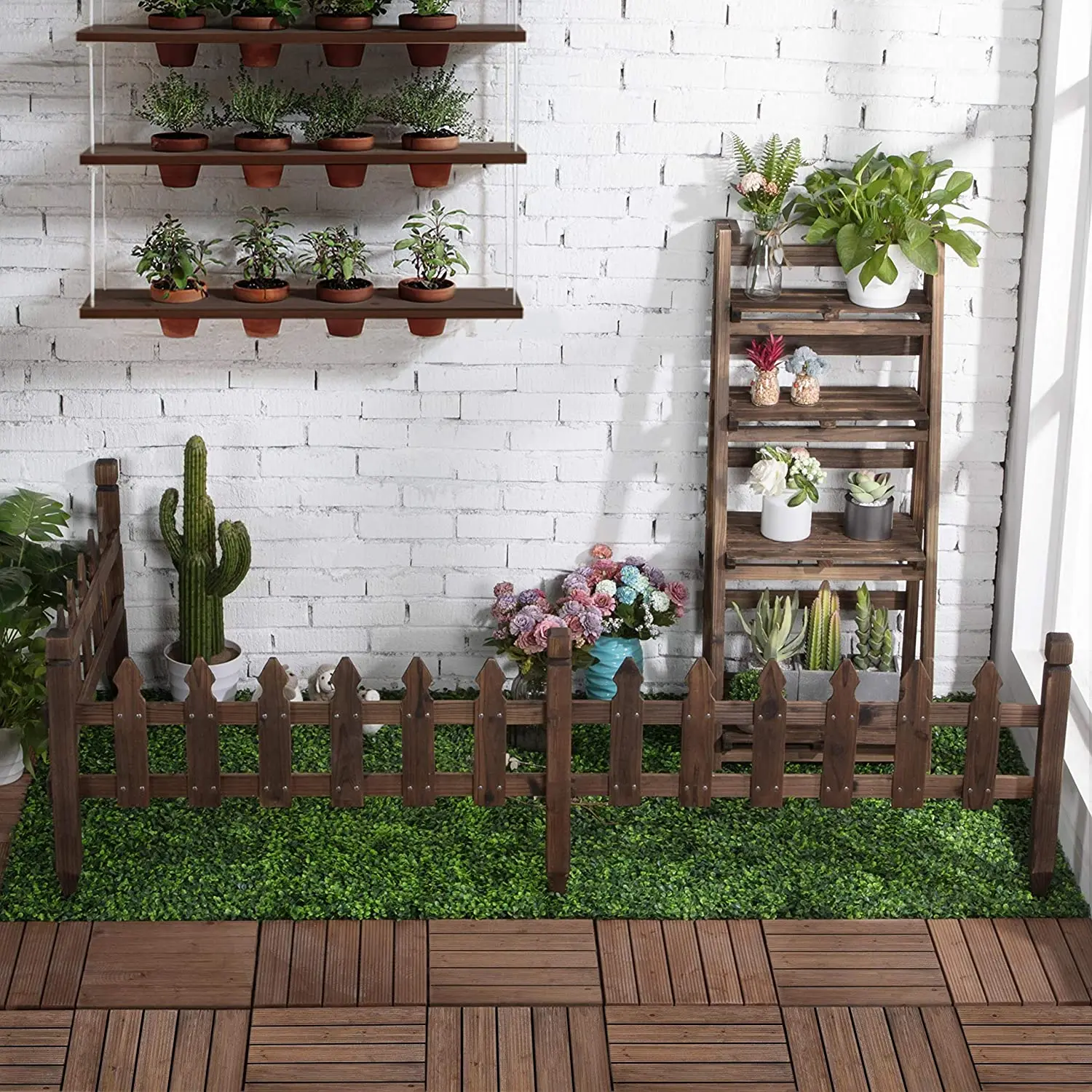 Customized Decorative Posts Flower Plants Pool Wood Picket Garden Fence Edging Garden Yard Border Edging Panels