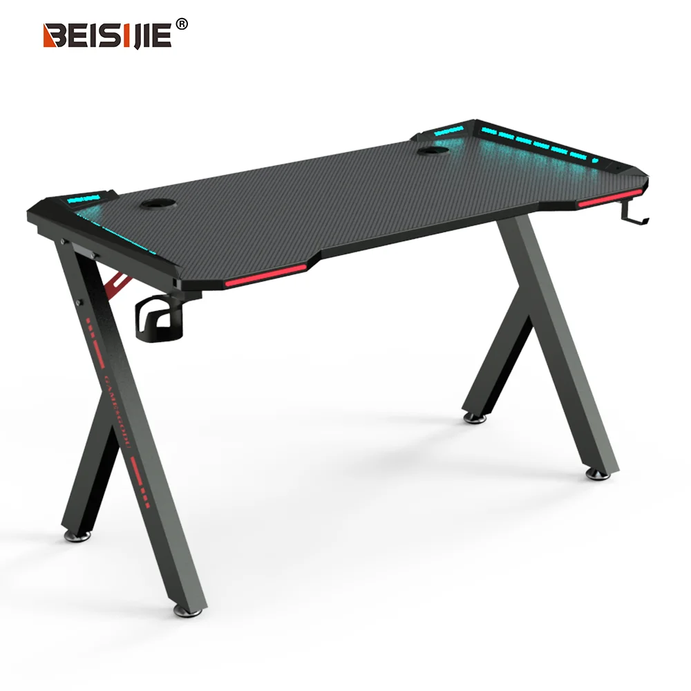 Wholesale Gaming Computer Desk Gamer Table  E-Sports Rgb Led Gaming Table Pc Desk With Led Light