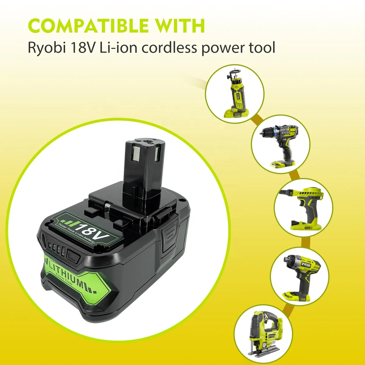 Заводская Настройка OEM 4Ah 5Ah 6Ah литий-ионный аккумулятор сменный Ryobi 18 В P108 для аккумуляторной батареи электроинструмента