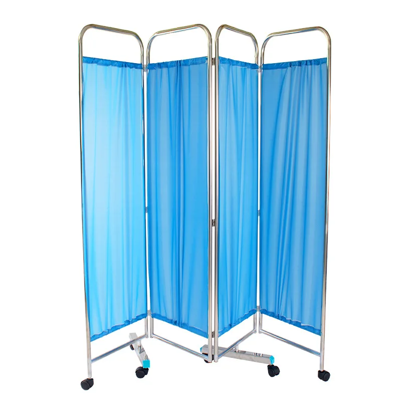 High Quality Stainless Steel Moveable 3 Fold Medical Folding Ward Screen