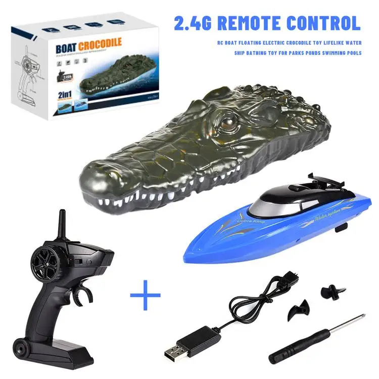 
RC Boat Floating Electric Crocodile Toy Mini Crocodile Head Boats Lifelike Water Ship Bathing Toy for Parks Ponds Swimming Pools 