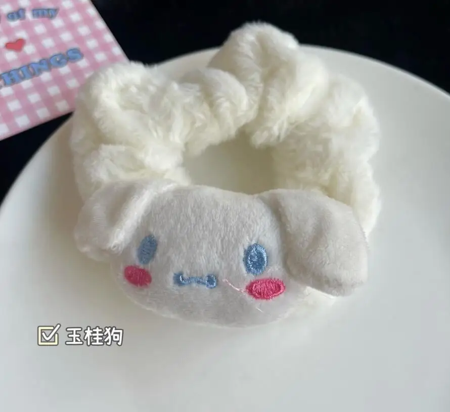 YWMX Girl Kawaii Beautiful Kuromi  Melody Plush Hairbands Cinnamo roll Stuffed Plush Toy Girl Hair Accessories