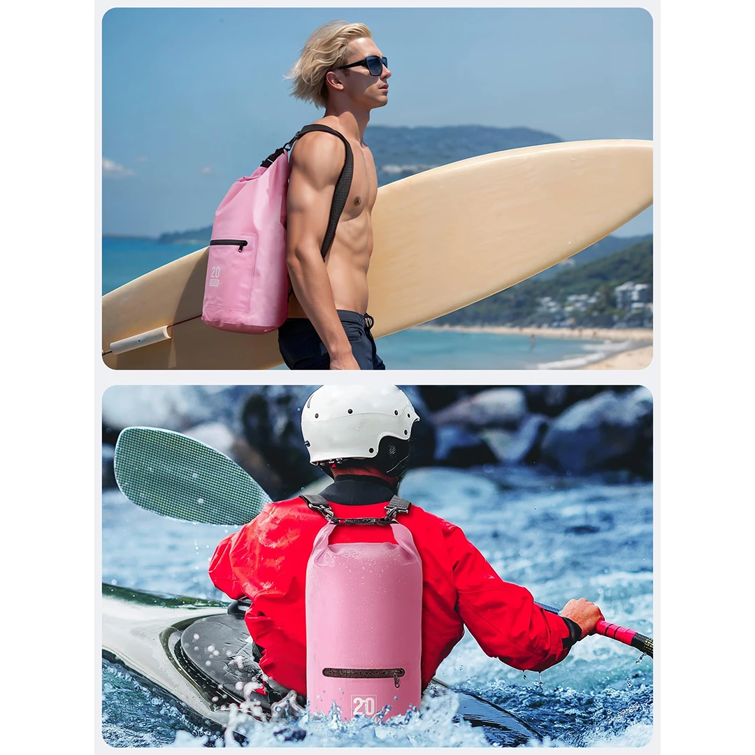 YOUK Custom Front Zippered Pocket Dry Bag with PVC Lining Waterproof Water Proof Bag for Travel Kayaking Unisex