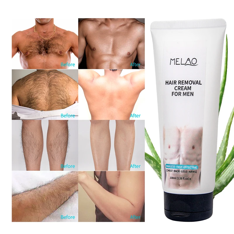 Private Label Natural  Body Hair Remover Lotion Painless Permanent Armpit  Powerful Depilatory Hair Removal Cream For Men
