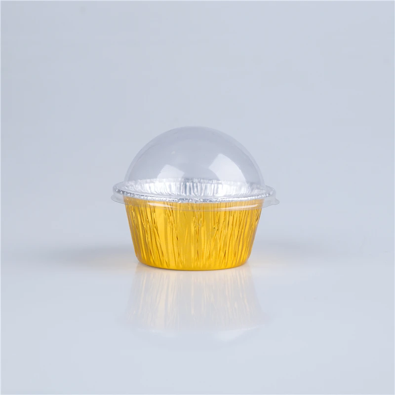 Wholesale colorful 105ml aluminium foil cupcake cup round mini aluminum foil muffin cake tray with lid for party