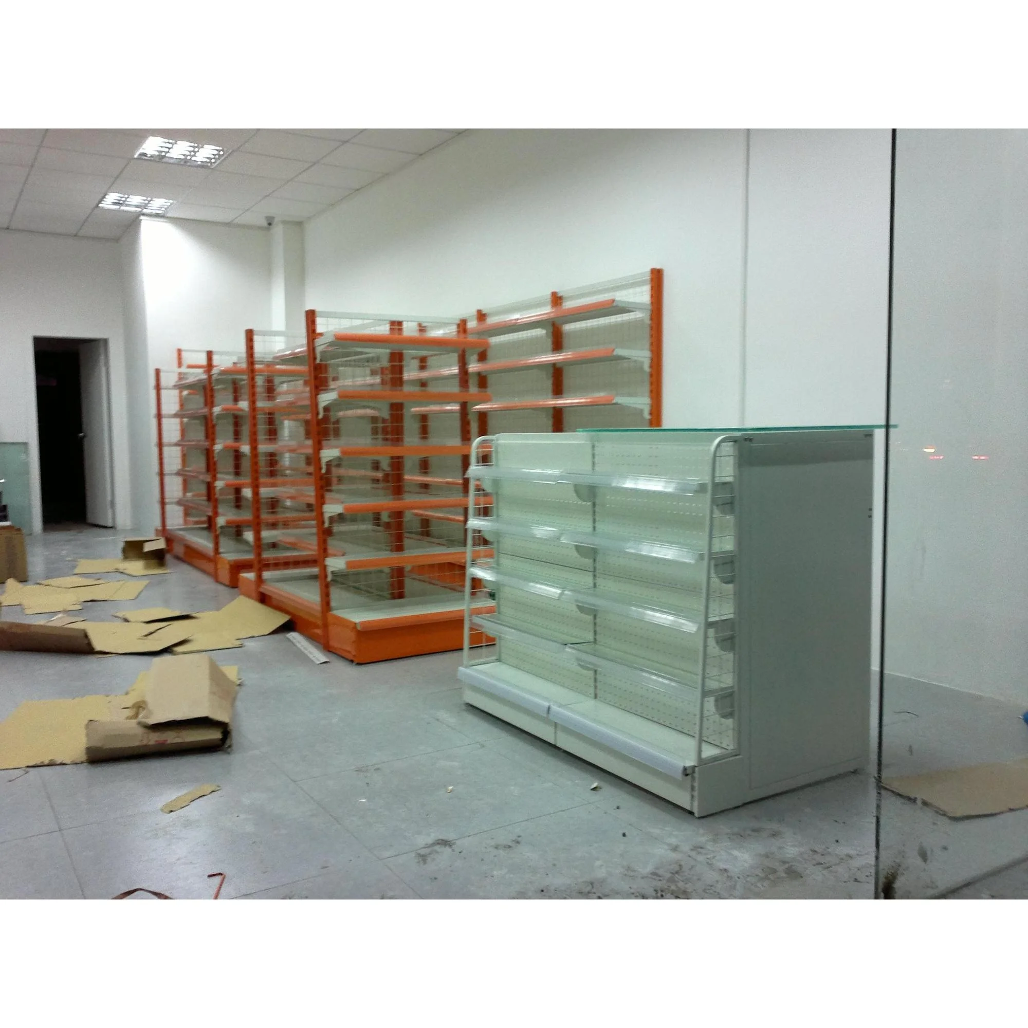 light duty metallic store fixture shop fitting gondola shelving