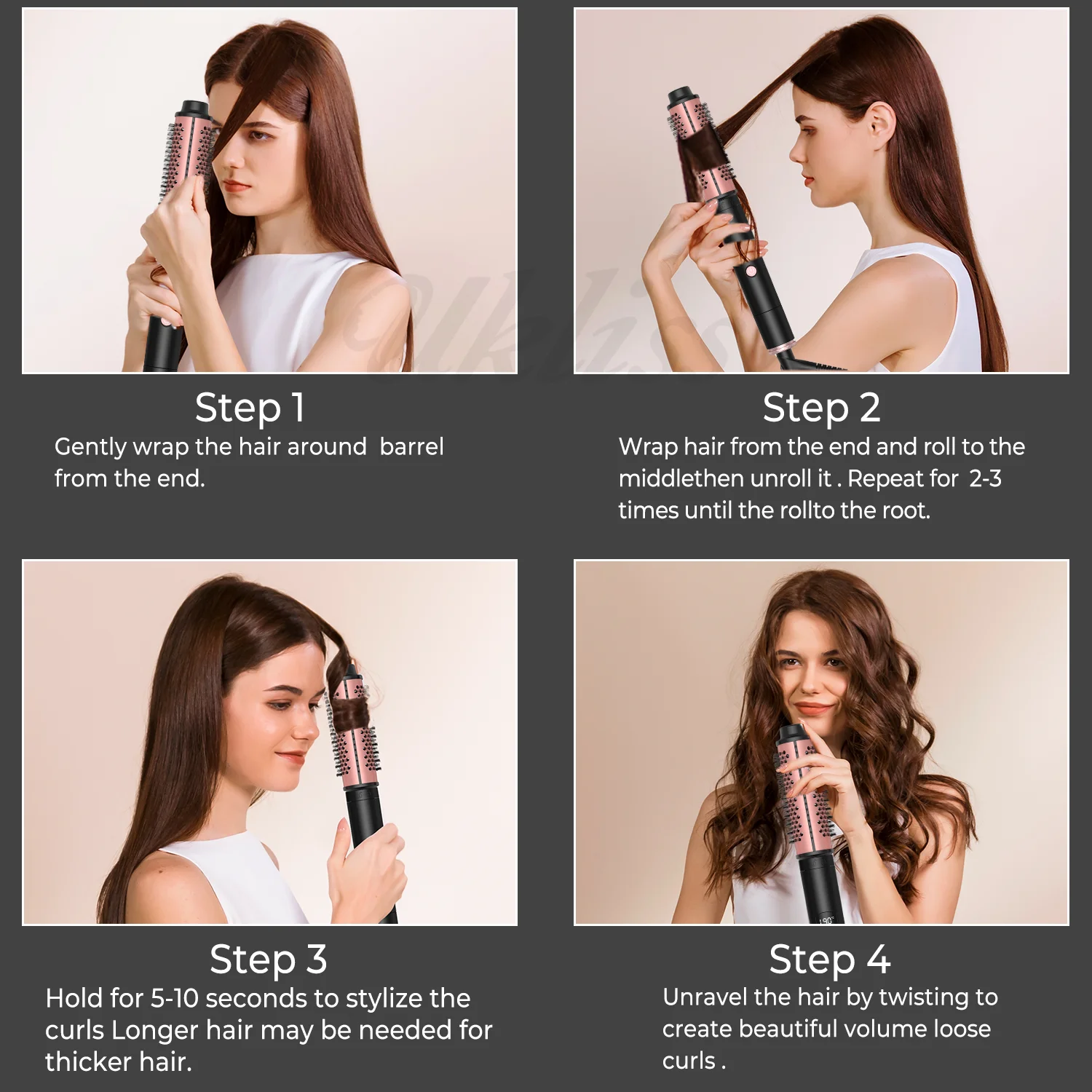 Volume electric heating round brush ceramic tourmaline ion hot curlers hair curler fast heating professional style brush