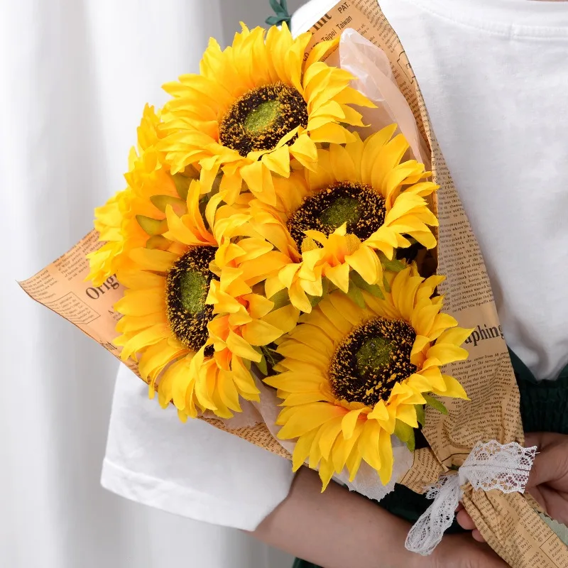 Cheap Price Sunflower Artificial Flowers European Latin Single Branch Silk Artificial Flowers for Home Decoration