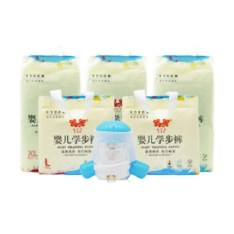 Biodegradable Leak Prevention Organic Cotton Disposable Soft Breathable Toddlers Baby Training Pants Diapers