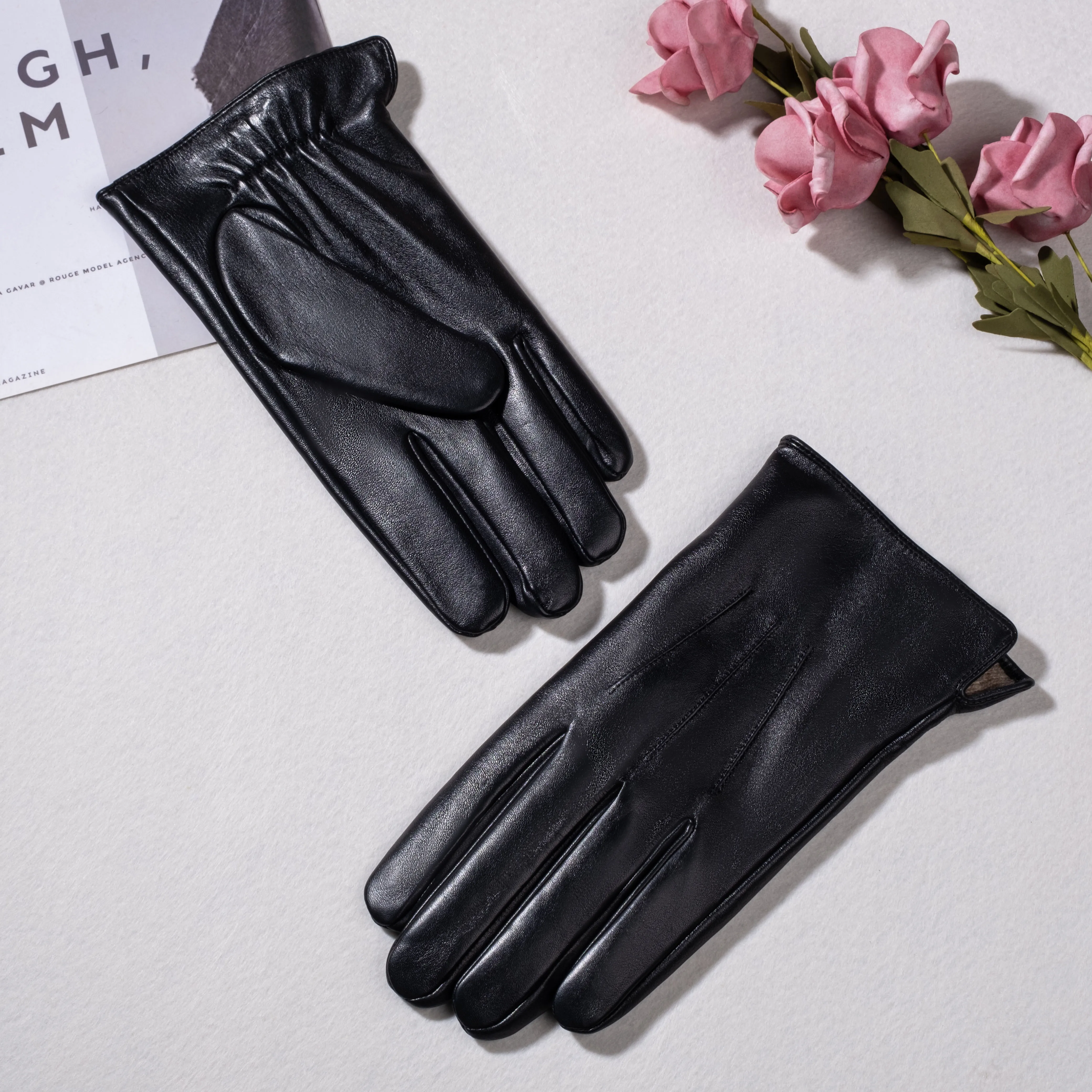 New Arrival  Black Pure Leather Fashion Driving Dressing Gloves Sheep Skin Leather Dressing Gloves