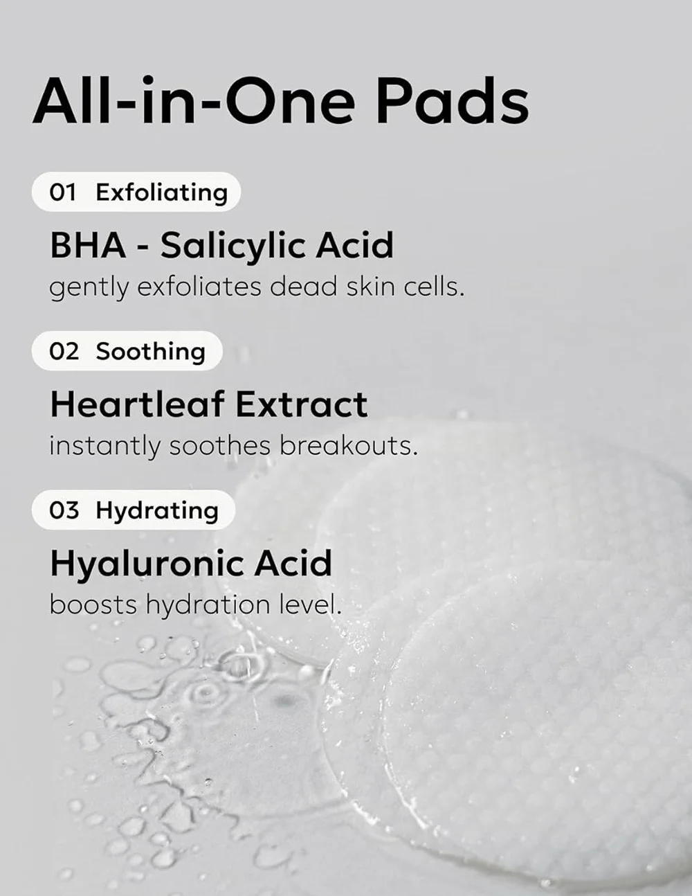 BHA Peeling Pad with Heartleaf Extract Facial Peels Hydrating  Exfoliating Toner Pads For Troubled Skin Breakouts
