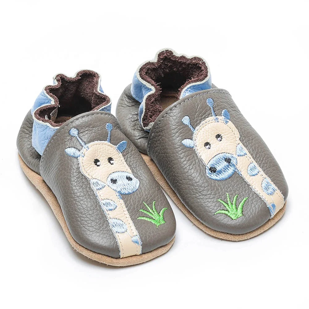 Custom Animals Style Baby Kids Footwear Indoor Lightweight Leather Lined Material Slip-On Loafers Soft Leather Shoes For Babies
