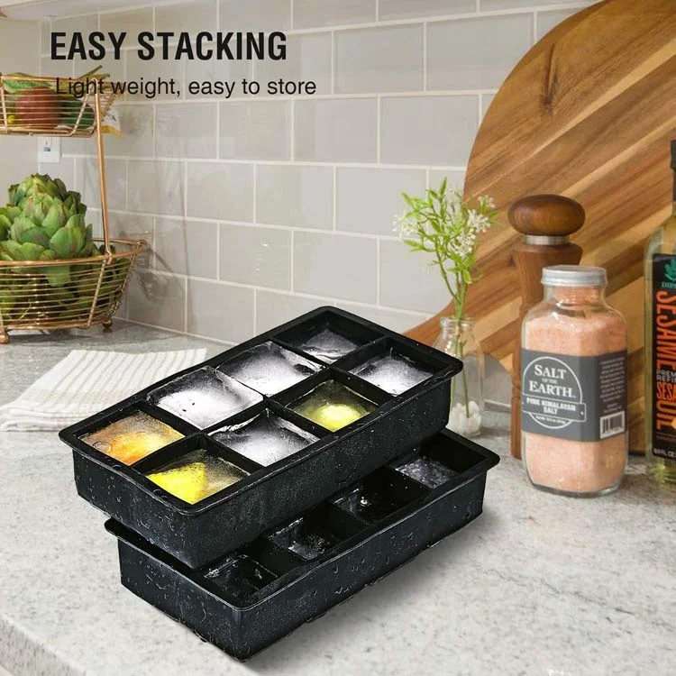 Wholesale Price Ice Cube Silicone Mold Tray 8 Holes Reusable Mini Silicone Thin Ice Cube Tray Maker Bottle