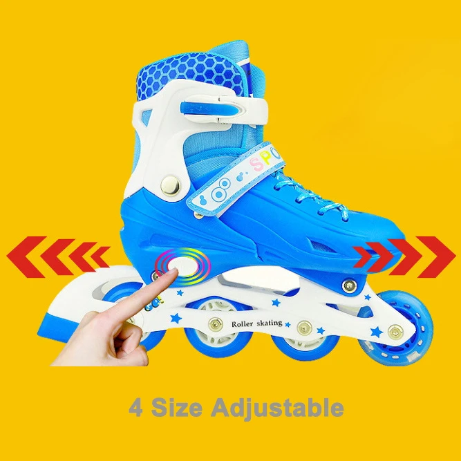 EACH Four PU Wheel Roller Skates Size Adjustable Flashing Children Roller shoes for kids adjustable 4 roller skate