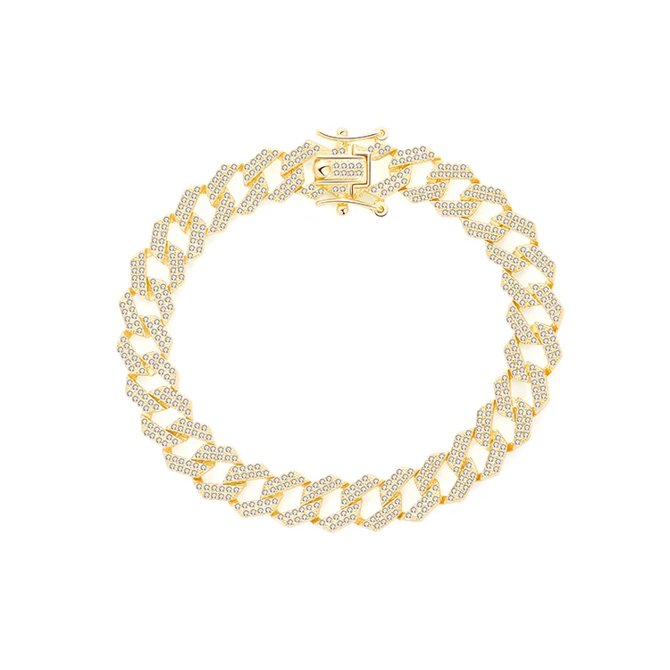 BAROLI Cuban Thick Link Chain watch Bracelet Luxury 925 silver Bracelets golden zircon Bangles Bling