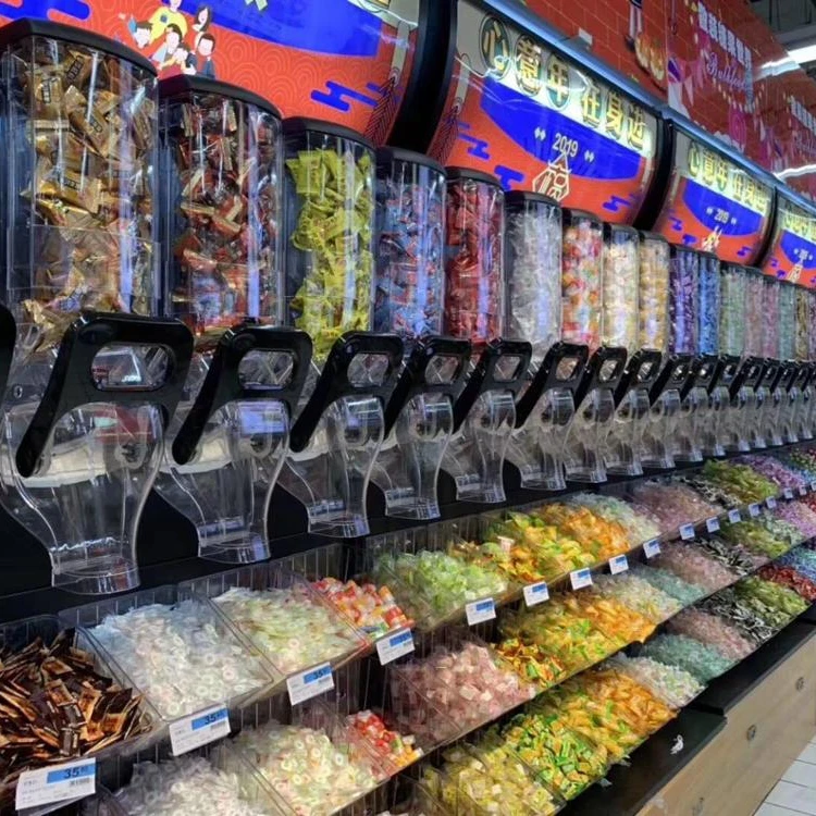 
Zero Waste Shopping Supermarket Gondola Store Eco-friendly Plastic Bulk Dispenser Gravity Dispenser 