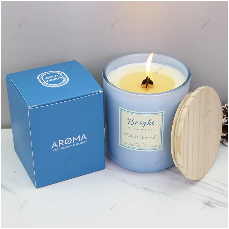 Luxury Multicolor Home Decor Candle Jar Round Bottom 14oz Custom Logo Printing Glass Candle Jars With Lids For Candle Making