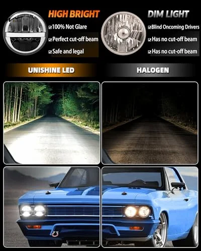 New Design 5.75 Inch LED Headlights 4PCS White DRL H4 Hi/Low Headlight Plug and Play