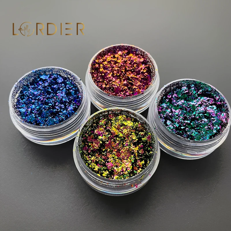 0.2G Chameleon Flakes Nail Glitter Sequins Mirror Chrome Pigment Flakes Nail Art Irregular Powder Nail Flake