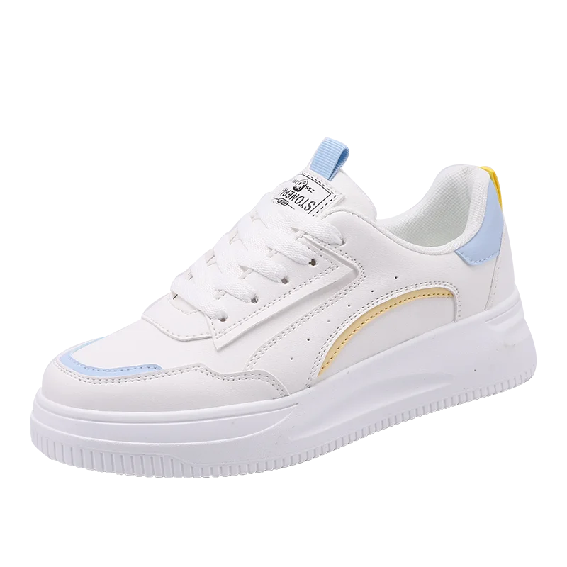 Customize Logo Lace up  Women Platform Women Sneaker Shoes Breathable Women White Sneakers