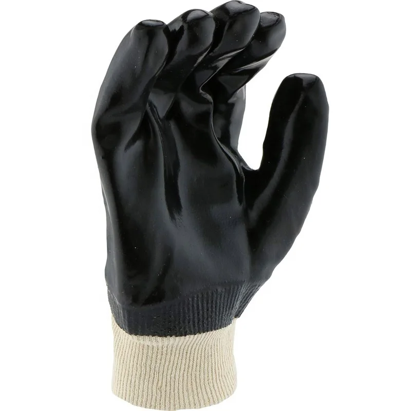 Перчатки Luvas Guantes с покрытием из ПВХ перчатки для работы вязаным запястьем мягкая хлопковая подкладка черный