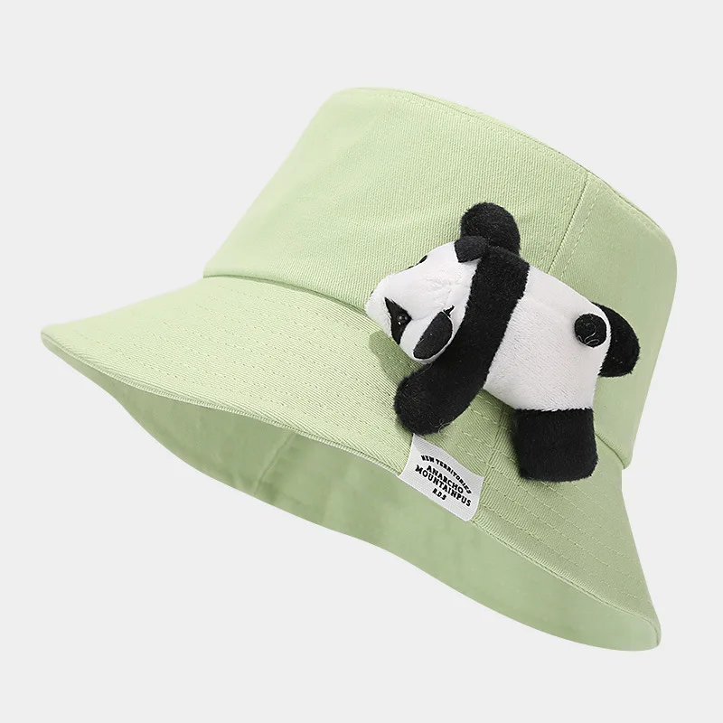 Classic Plain 3D Plush Panda Bucket Hats Candy Color For Adults Kids Custom Design Hats For Memorial Gifts