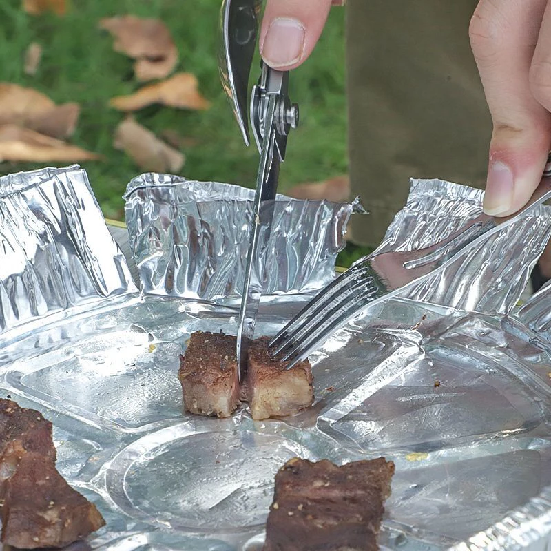 Detachable Tableware Portable Outdoor Camping Stainless Steel Multi Functional Folding Spoon Fork Set Flatware