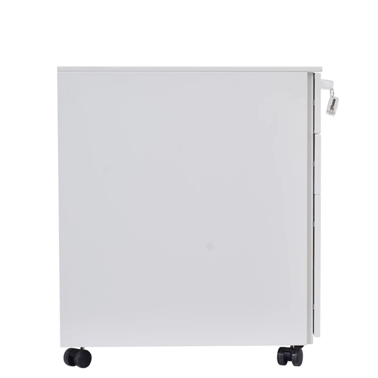 Key Lock Wheels Storage Cabinet Office Equipment Mobile File Pedestal 3 Drawers Metal Modern Office Storage Cabinets