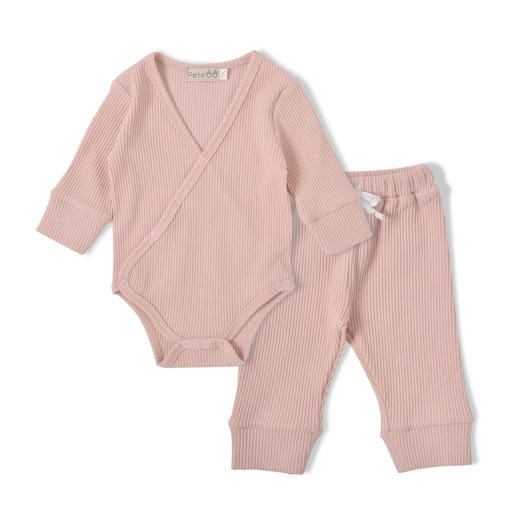 Высококачественный хлопковый Детский комплект из 2 предметов в рубчик