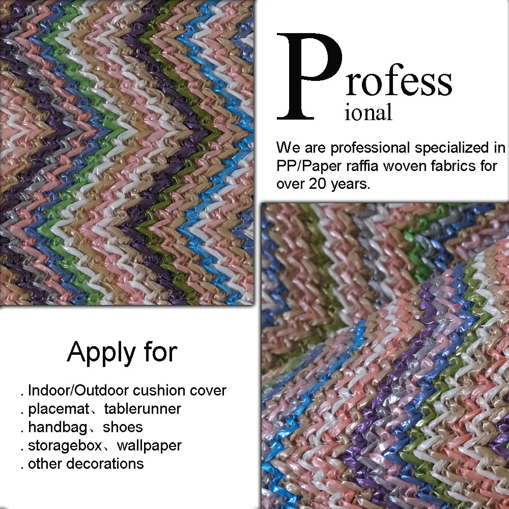 2024 Popular PP Straw Woven upholstery fabric Multicolored wavy stripes textile For Outdoor Cushions pp fabric textile suppliers