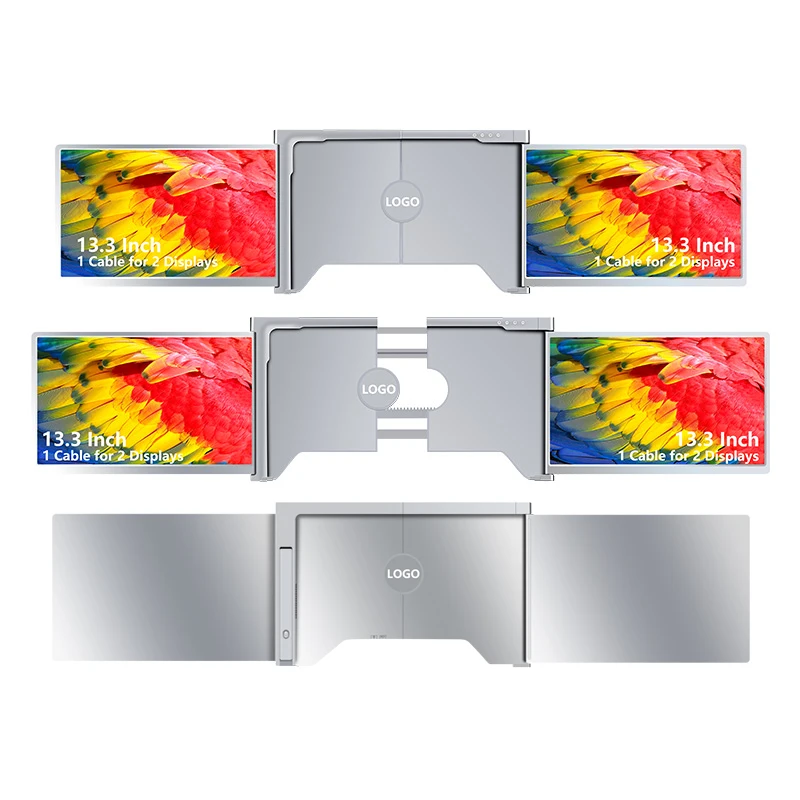 dual external screen for laptop 13.3 inch lcd ips 1080p display tri screen monitor for laptop computer