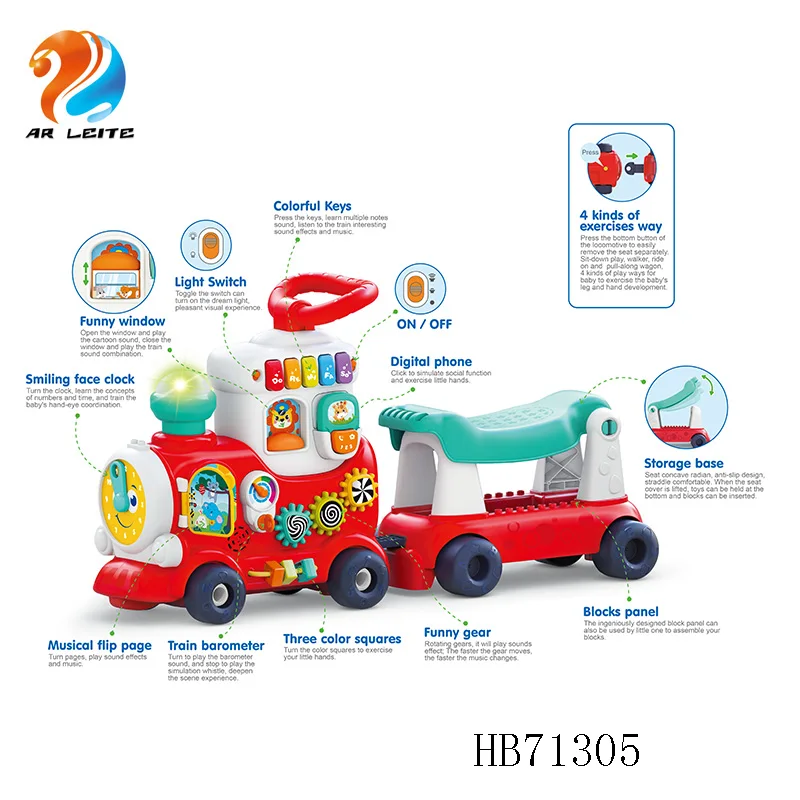 Wholesale Early Educational Toys Kids Funny Mini Train Toy With Music And Light High Quality Baby Learning Walking Ride On Car