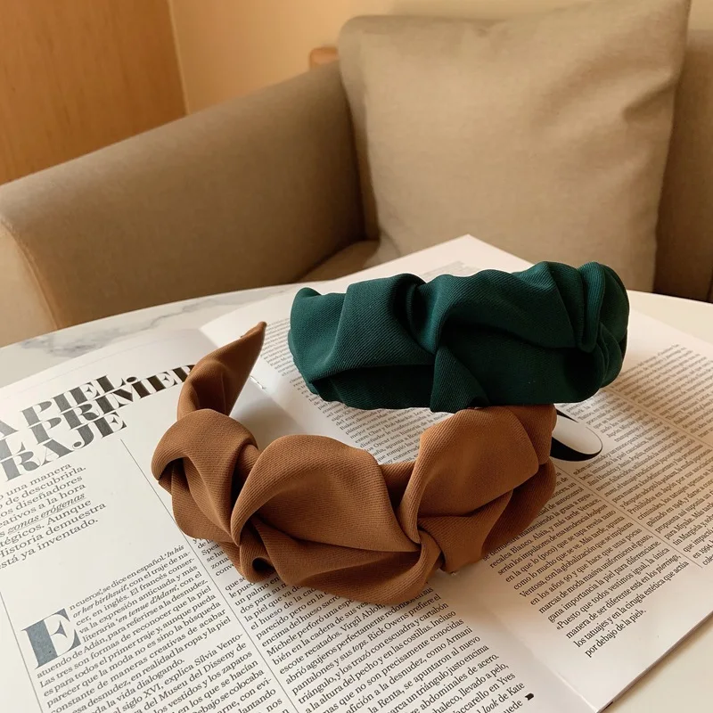 2022 New Design Chiffon Plain Knotted Headbands 10 Colors Fashion Soft Fabric Wide Hairband Hair Accessories Headwear