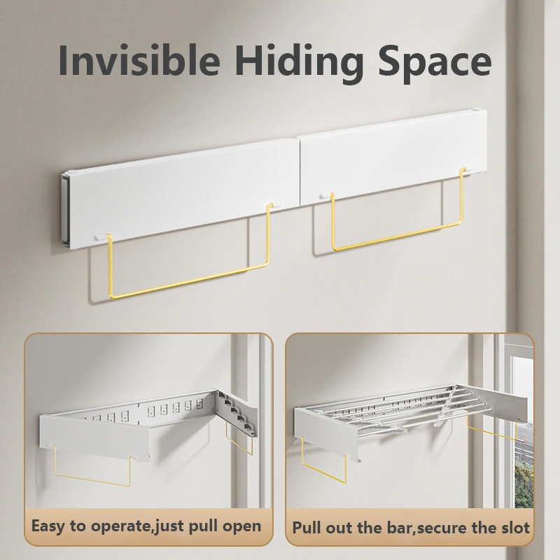 2024 New Listing Retractable clothes Drying Racks Attached hook foldable for home use hanging clothes