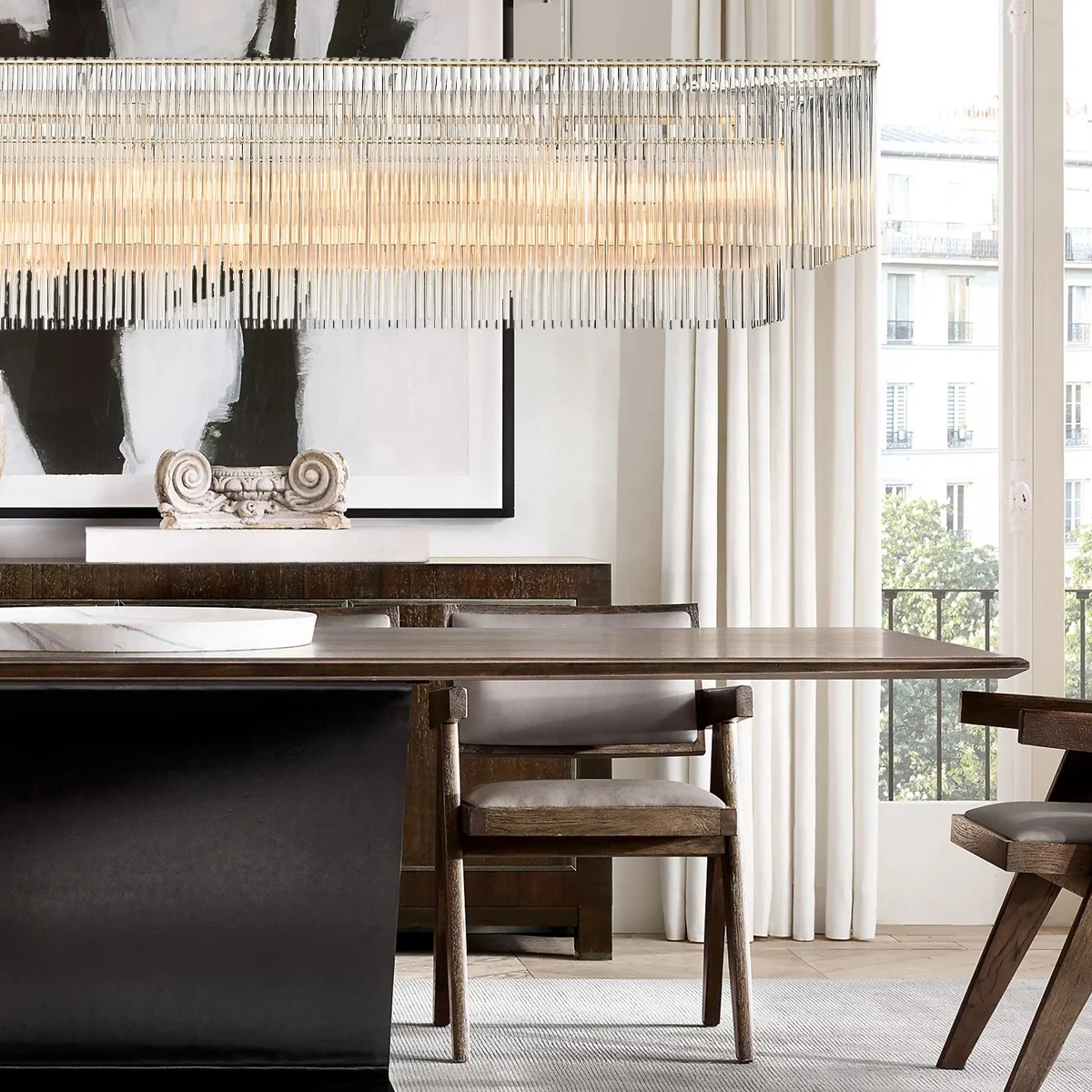 Modern Crystal Glass Rod Pendants Multi-Layer Chandelier Lighting Fixture For Living Dining Room Kitchen Island Foyer Lobby