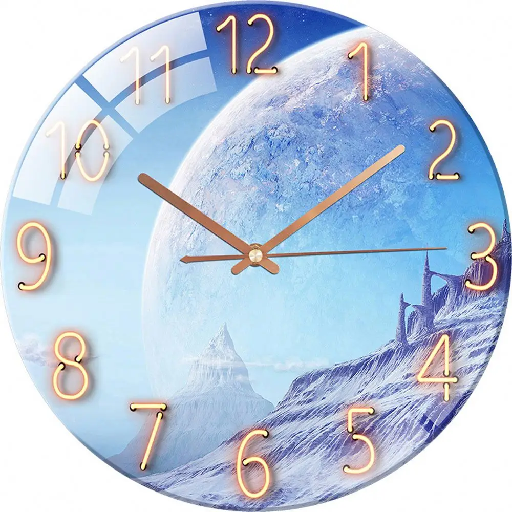 colorful UV printing home office decoration quartz glass wall clocks