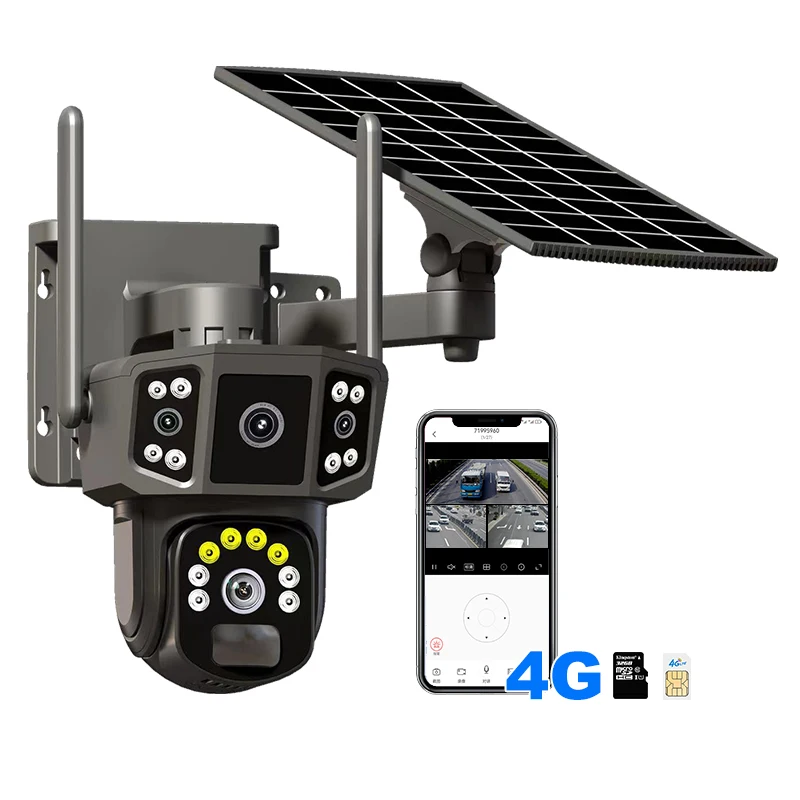 Новая уличная полноцветная Wi-Fi 4G sim-карта lte cctv охранная солнечная панель Камера pir обнаружения человека 4g WiFi Солнечная энергия ptz камера