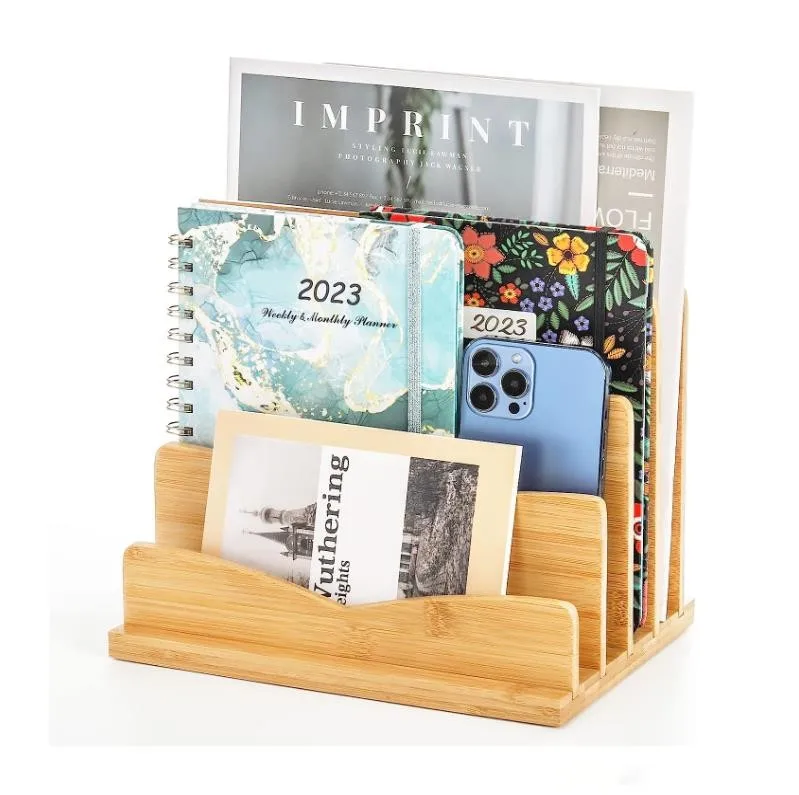 Настольный бамбуковый органайзер для файлов с 4 слотами вертикальный почтовый сортировщик подставка