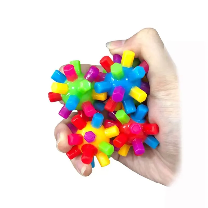 Sensory integration ability training mini colorful column ball puzzle elastic rainbow fireworks ball stress relief toy