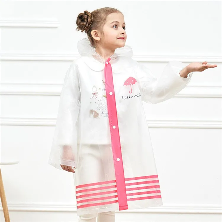 Good quality clear plastic children raincoat kids rain poncho 100% polyester  raincoat