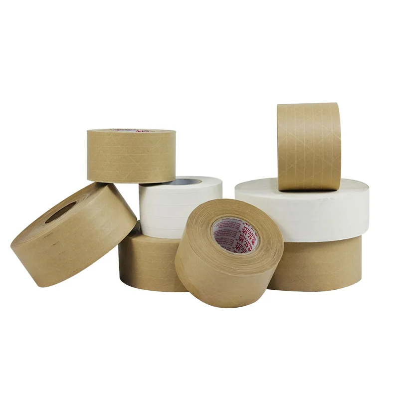 High Quality Multicolor printed kraft paper tape Eco-Friendly Fiber Reinforced Gummed Paper Tape for Carton Packaging